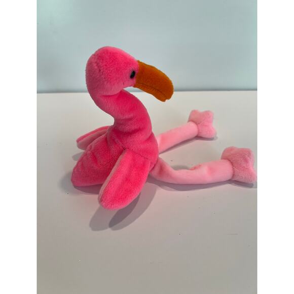 Ty Beanie Baby 1995 Pinky the Flamingo Beanbag Plush Toy P.E. Pellets JL - Picture 4 of 8